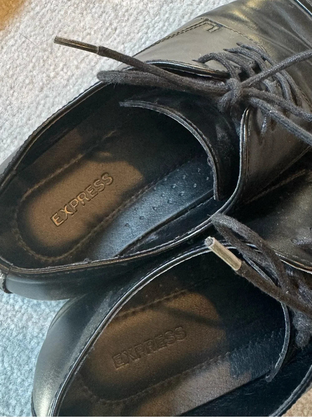 Express Men’s Black Leather Cap-Toe Derby Dress Shoes